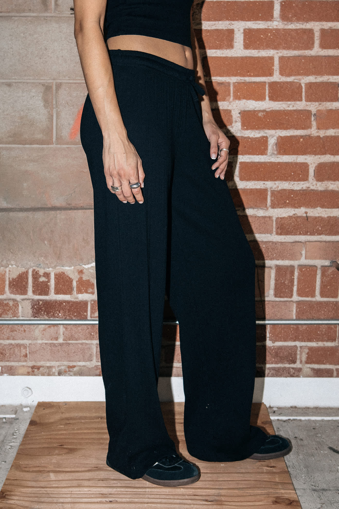 Pointelle Lounge Pant - Black